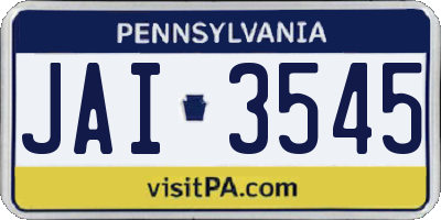 PA license plate JAI3545