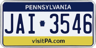 PA license plate JAI3546