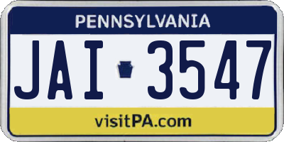 PA license plate JAI3547
