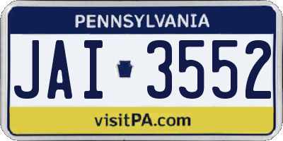 PA license plate JAI3552