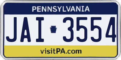 PA license plate JAI3554