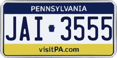 PA license plate JAI3555