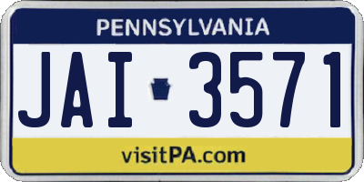 PA license plate JAI3571