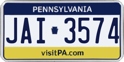 PA license plate JAI3574