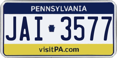 PA license plate JAI3577