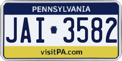 PA license plate JAI3582
