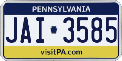 PA license plate JAI3585