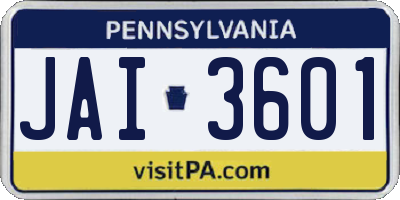 PA license plate JAI3601