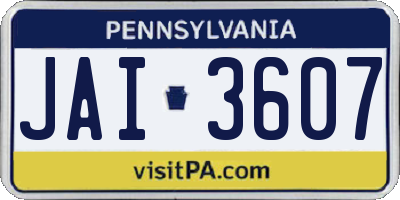 PA license plate JAI3607