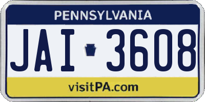 PA license plate JAI3608
