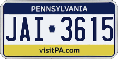PA license plate JAI3615