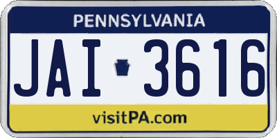 PA license plate JAI3616