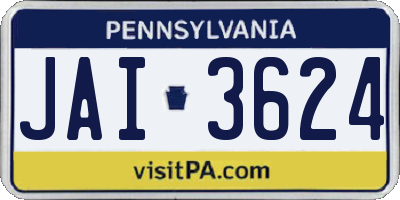 PA license plate JAI3624