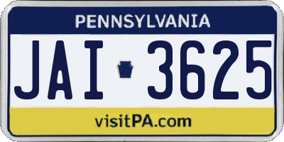 PA license plate JAI3625