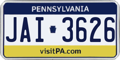 PA license plate JAI3626