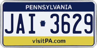 PA license plate JAI3629