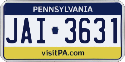 PA license plate JAI3631
