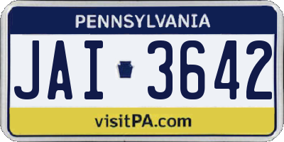PA license plate JAI3642