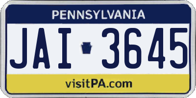 PA license plate JAI3645
