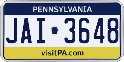 PA license plate JAI3648