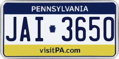 PA license plate JAI3650
