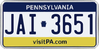 PA license plate JAI3651