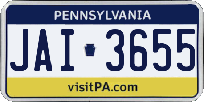 PA license plate JAI3655