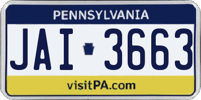 PA license plate JAI3663