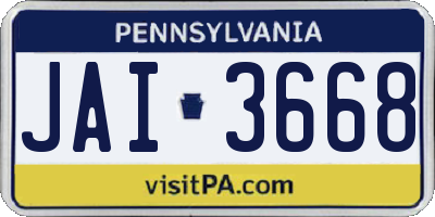 PA license plate JAI3668