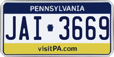 PA license plate JAI3669