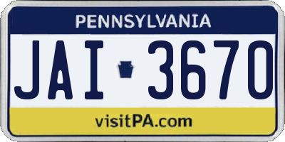 PA license plate JAI3670