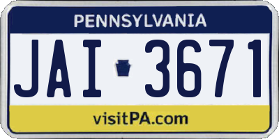 PA license plate JAI3671