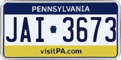 PA license plate JAI3673