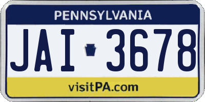 PA license plate JAI3678