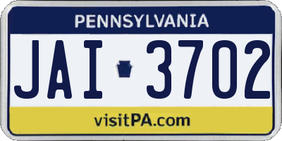 PA license plate JAI3702