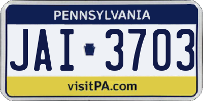 PA license plate JAI3703