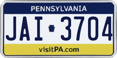 PA license plate JAI3704