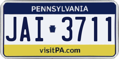 PA license plate JAI3711