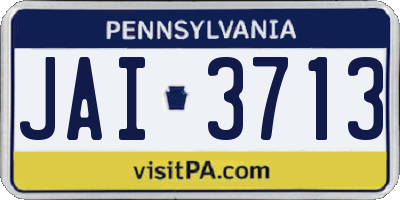 PA license plate JAI3713