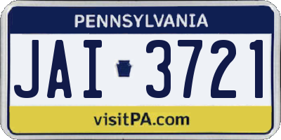 PA license plate JAI3721