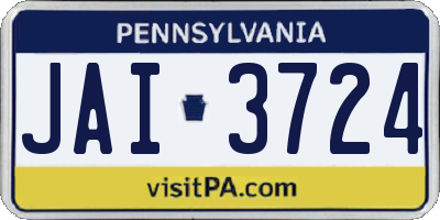 PA license plate JAI3724