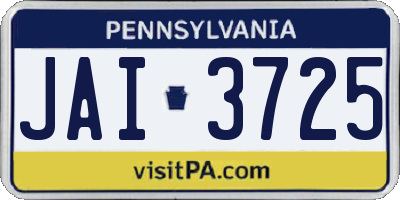 PA license plate JAI3725