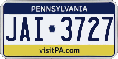 PA license plate JAI3727