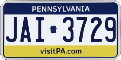 PA license plate JAI3729