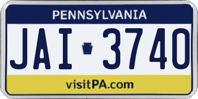 PA license plate JAI3740