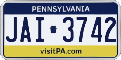 PA license plate JAI3742