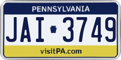 PA license plate JAI3749