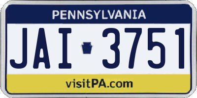 PA license plate JAI3751