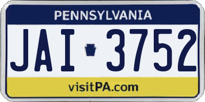 PA license plate JAI3752