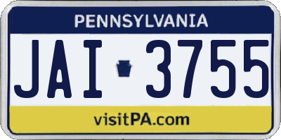 PA license plate JAI3755